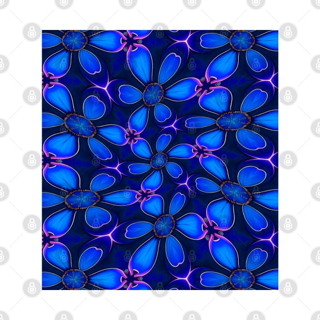 Deep Blue Flower Pattern by PatternFlower