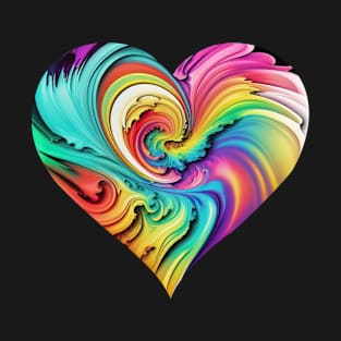 Heart - Rainbow Paint Swirling Heart Colorful T-Shirt