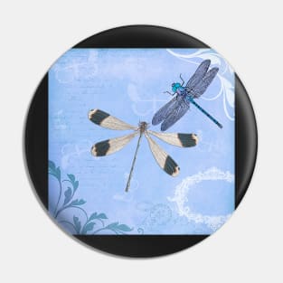 Dragonfly Cute Blue,Teal Floral Dragonflies & Butterflies  Hippie BOHO Style Dragonflies Nature Gift Products Pin