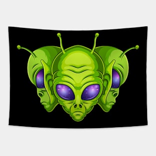 Triple Aliens head Tapestry