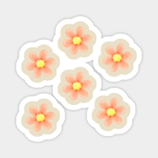 Peach Flowers Pixel Art Magnet