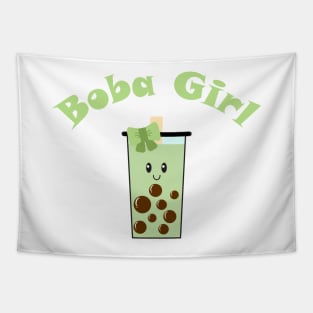 Boba Girl in Green Tapestry