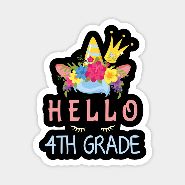 Flowers Unicorn Student Hello 4th Grade Class Back To School Magnet by bakhanh123