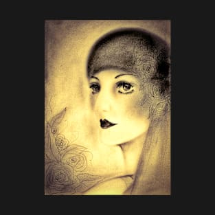 SEPIA ART DECO FLAPPER DRAWING T-Shirt