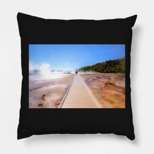 Boardwalk to the Grand Prismatic Yellowstone Wyoming Pillow
