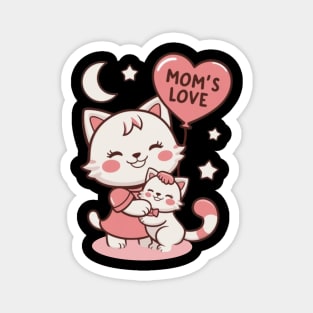 Mom’s Love Cat Mom And Daughter Moon And Stars Cats Lover Magnet