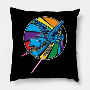 Laser Dragon flying through a Rainbow Pillow