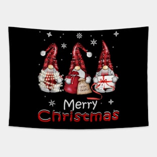 Gnome Family Christmas for Women Men - Buffalo Plaid Tapestry