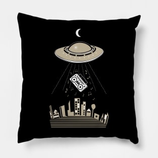 UFO Boombox Abduction Retro 80s Pillow