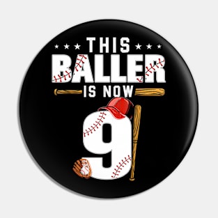 This Baller Is Now 9 Baseball Birthday Theme Party Pin