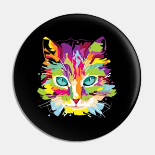 Cat Face Multi-Colored Pin