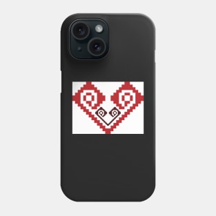 Two hearts - Traditional Romanian folk art knitted embroidery pattern Phone Case