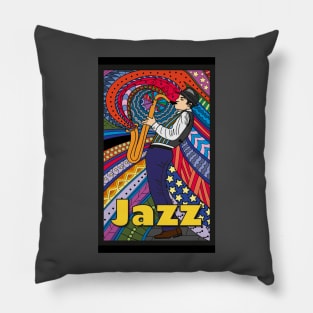 Jazz - musiker, saxophonist im schwarzen hut. Pillow