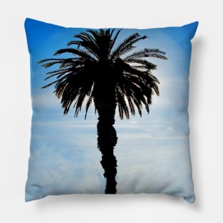 Palm Tree Serenity in a blue sky and white clouds Pillow