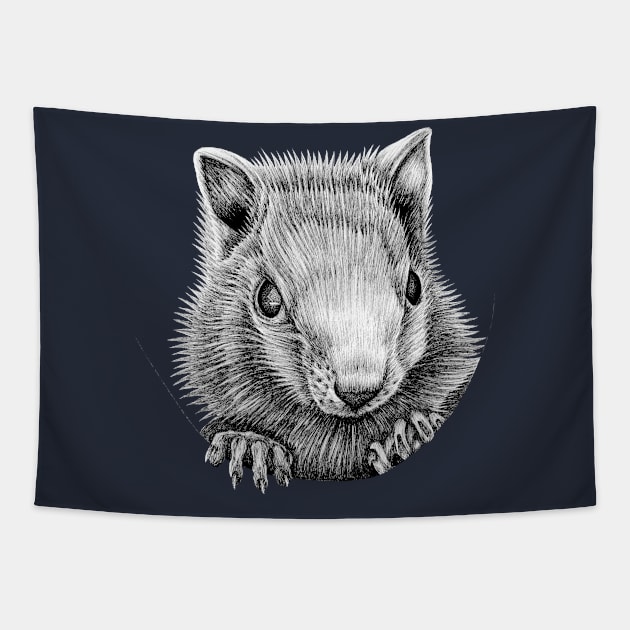 White chipmunk illustration Tapestry by lorendowding