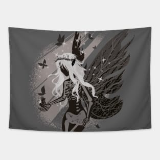 Gothic Skeleton Fairy Grunge Tapestry