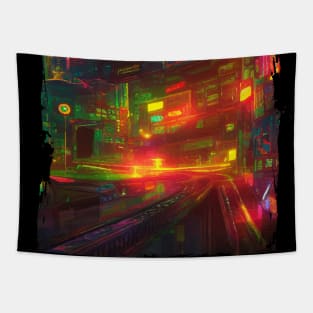 Japan Neon City Lights Tapestry