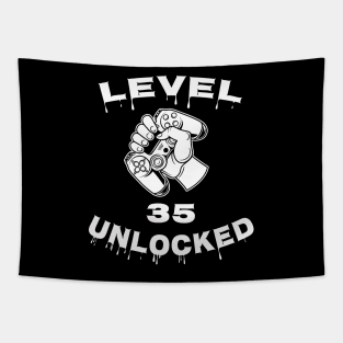 Level 35 Unlocked - Funny Mens 35th Birthday Gamer Tapestry