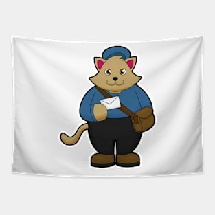 Cat as Postman with Envelope & Bag Tapestry