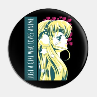 Anime Girl with Hearts Pin