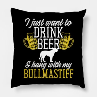 Bullmastiffs and Beer Shirt Funny Drinking and Dogs Shirt Bullmastiff Pillow