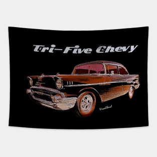 Tri-Five 57 Chevy Grudge Rider Tapestry