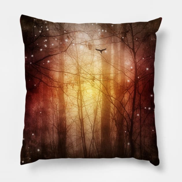 Reverie - fantastic and surreal forest Pillow by DyrkWyst