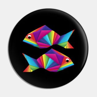 Geometric Fish abstract colorful rainbow color scheme origami style Pin