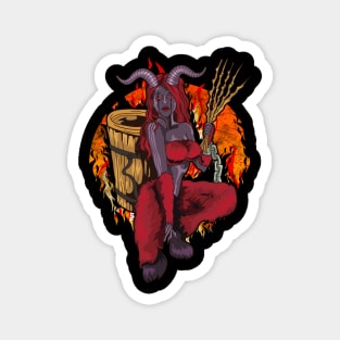 Female Krampus Girl Christmas Horror Magnet