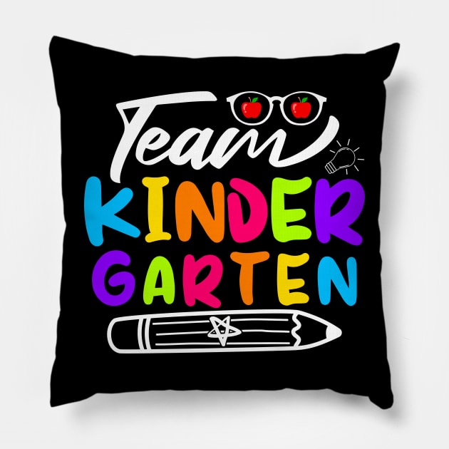 Team Kindergarten Boys Teacher Back To School Kinder Crew T-Shirt Pillow by drag is art