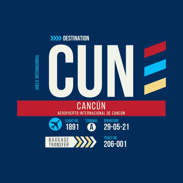 Cancun (CUN) Airport Code Baggage Tag by SLAG_Creative