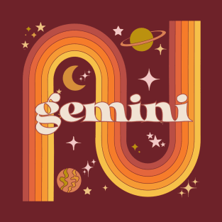 Gemini  Zodiac Sign - 70s gemini Horoscope Sign T-Shirt