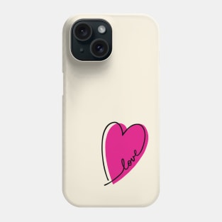 Hot Pink Heart Love Letters Line Art Phone Case