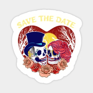 Save the Date Romantic Sugar Skulls Funny Halloween Magnet