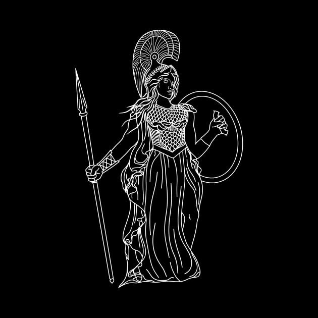 Athena Goddess White Outline Illustration by EKA Design