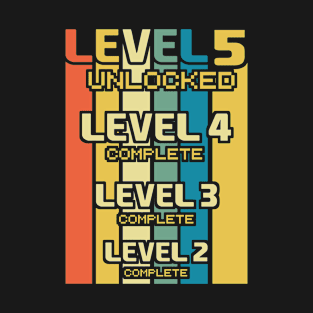 Kids 5 Year Old Birthday Party Level 5 Unlocked 5th Birthday T-Shirt