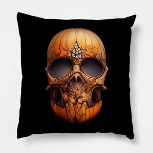 Pumpkin Skull Halloween Pillow