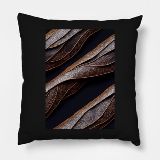 Dark Brown Ornamental Leather Stripes, natural and ecological leather print #38 Pillow