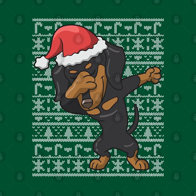 Dabbing Dachshund Ugly Christmas Sweater by E