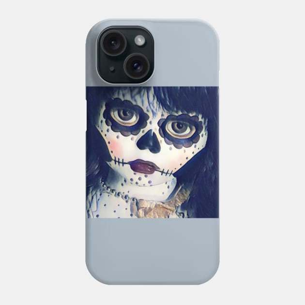 Somber Sugar Skull Girl Phone Case by ReanimatedStore