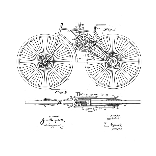 Bike Vintage Patent Hand Drawing by skstring