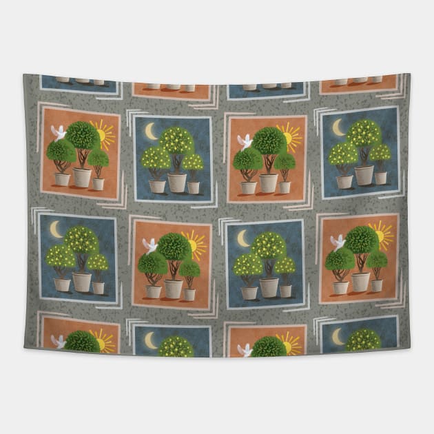 Night & Day Topiaries Tapestry by Pamelandia