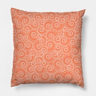 Whirlesque Orange Twirl Pattern Pillow