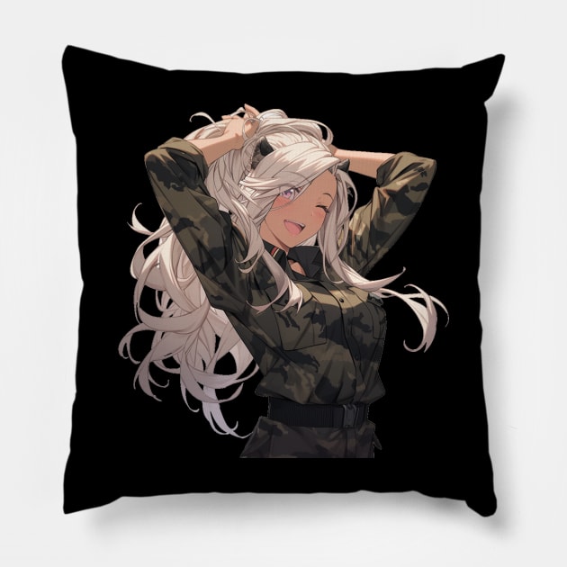 Anime Military Kawaii Girl Pillow by stickercuffs