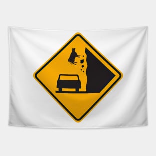 Falling Cow Zone, Road Sign Tapestry