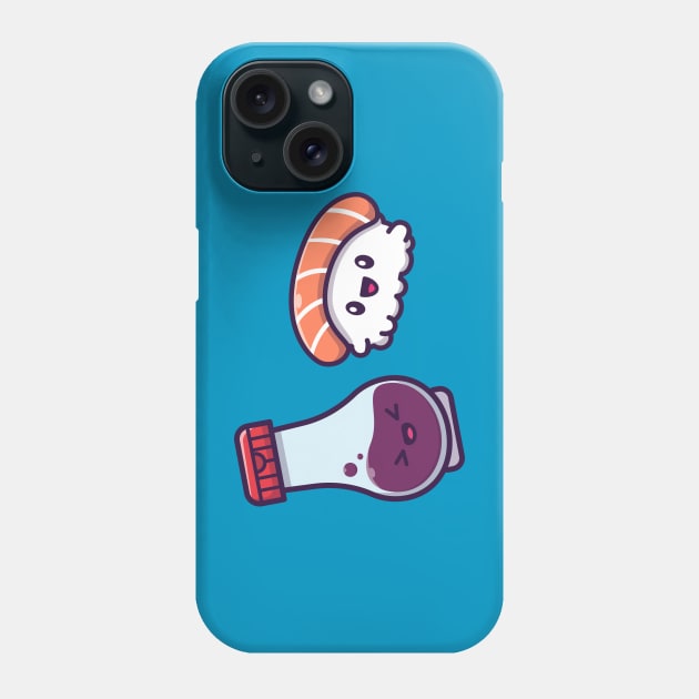 Cute Sushi With Soy Sauce Cartoon Vector Icon Illustration (2) Phone Case by Catalyst Labs