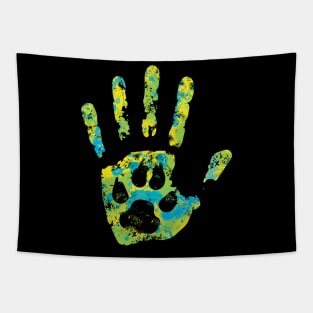 Pet Lovers Paw and Hand Print Splatter Paint Tapestry