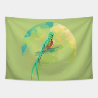 Resplendent Quetzal - digital bird illustration Tapestry