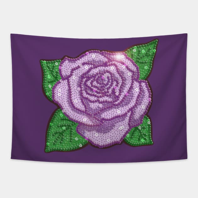 Purple Sequin Rose Tapestry by Annelie