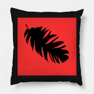 Feather in Black and Red Pillow